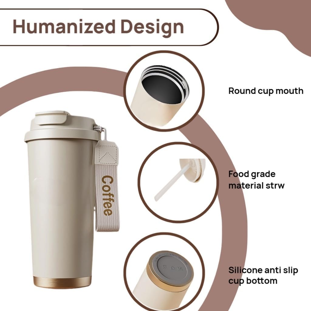 Travel Coffee Mug, 17oz Insulated Leakproof Coffee Cup with Lid, 3-In-1 Double Wall Vacuum Travel Mug, Stainless Steel Office Cup (Red)