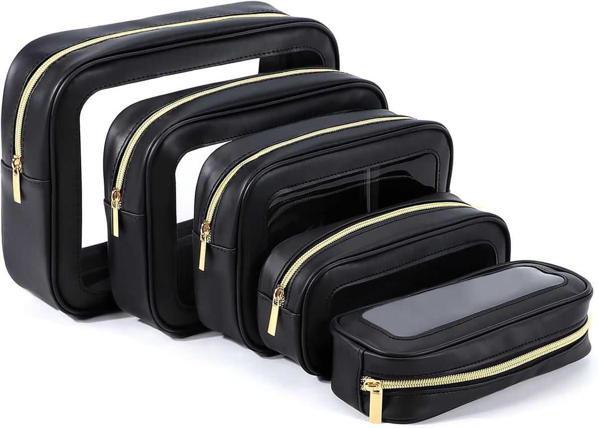 5PCS Diaper Bag Organizer Pouch, Clear TPU Waterproof Organizer Zipper Bags, Cosmetic Bag Set, TSA Approved Toiletry Bags, Travel Organizer Bag for Kids and Women