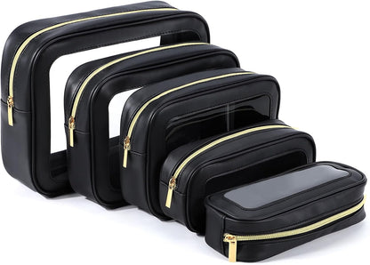 5PCS Diaper Bag Organizer Pouch, Clear TPU Waterproof Organizer Zipper Bags, Cosmetic Bag Set, TSA Approved Toiletry Bags, Travel Organizer Bag for Kids and Women