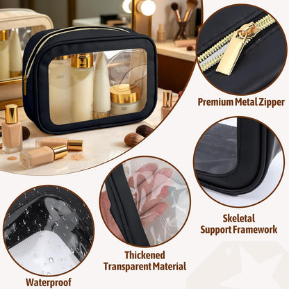 5PCS Diaper Bag Organizer Pouch, Clear TPU Waterproof Organizer Zipper Bags, Cosmetic Bag Set, TSA Approved Toiletry Bags, Travel Organizer Bag for Kids and Women