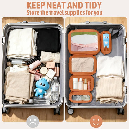 5PCS Diaper Bag Organizer Pouch, Clear TPU Waterproof Organizer Zipper Bags, Cosmetic Bag Set, TSA Approved Toiletry Bags, Travel Organizer Bag for Kids and Women