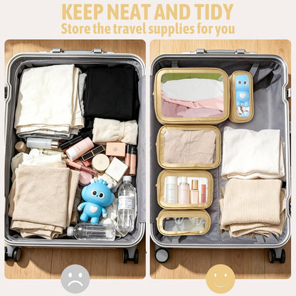 5PCS Diaper Bag Organizer Pouch, Clear TPU Waterproof Organizer Zipper Bags, Cosmetic Bag Set, TSA Approved Toiletry Bags, Travel Organizer Bag for Kids and Women