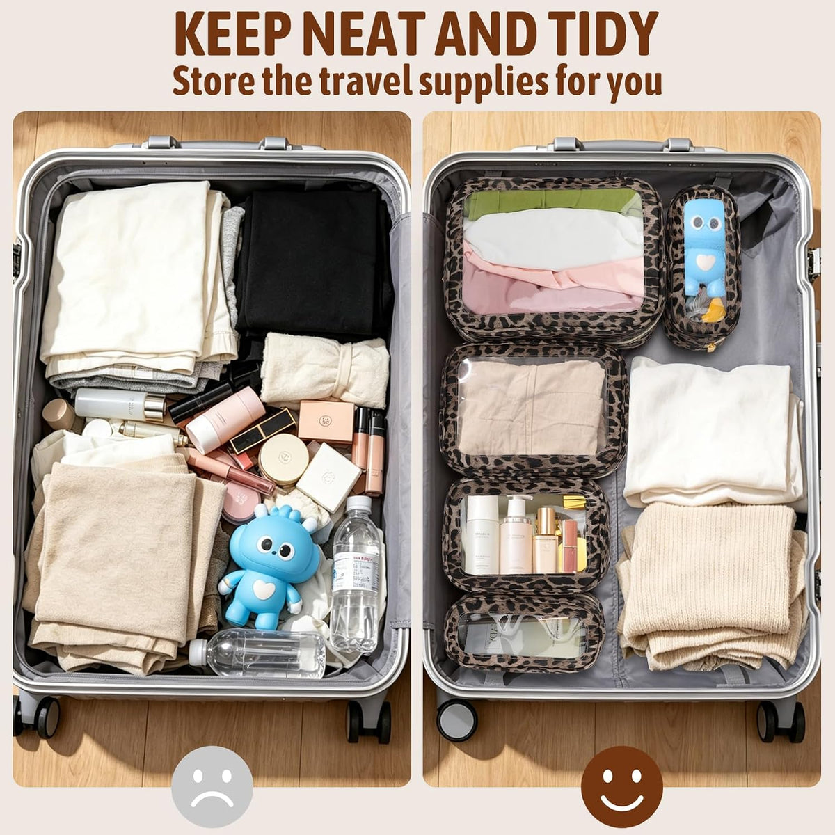 5PCS Diaper Bag Organizer Pouch, Clear TPU Waterproof Organizer Zipper Bags, Cosmetic Bag Set, TSA Approved Toiletry Bags, Travel Organizer Bag for Kids and Women