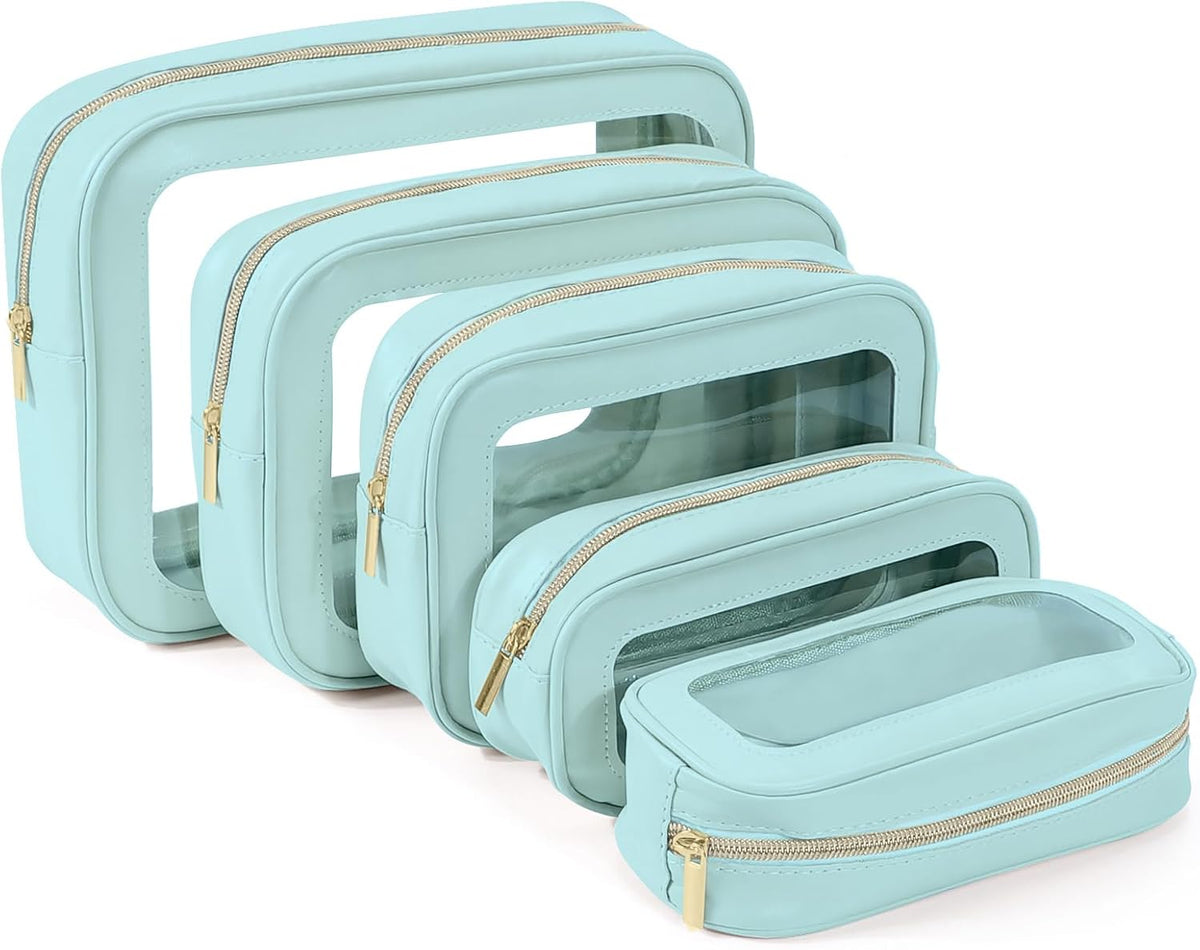 5PCS Diaper Bag Organizer Pouch, Clear TPU Waterproof Organizer Zipper Bags, Cosmetic Bag Set, TSA Approved Toiletry Bags, Travel Organizer Bag for Kids and Women