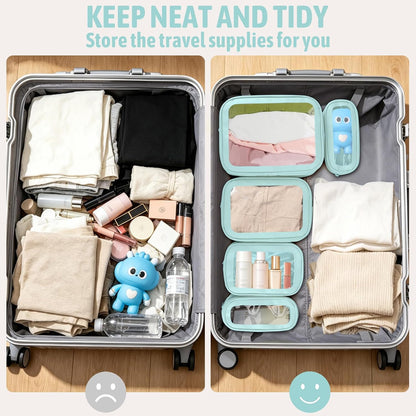 5PCS Diaper Bag Organizer Pouch, Clear TPU Waterproof Organizer Zipper Bags, Cosmetic Bag Set, TSA Approved Toiletry Bags, Travel Organizer Bag for Kids and Women