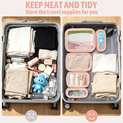 5PCS Diaper Bag Organizer Pouch, Clear TPU Waterproof Organizer Zipper Bags, Cosmetic Bag Set, TSA Approved Toiletry Bags, Travel Organizer Bag for Kids and Women