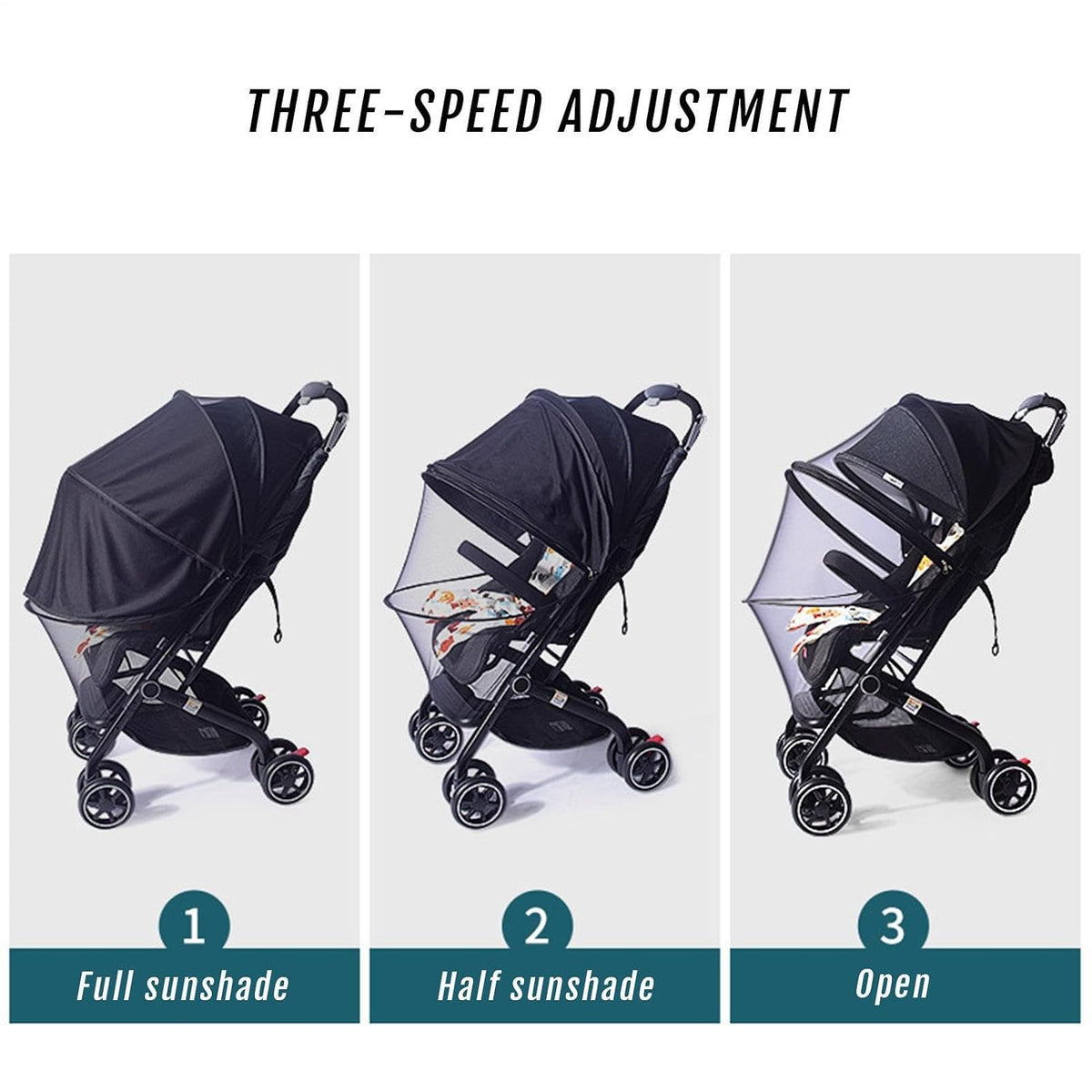 Stroller Cover for Sun - UPF50+ Canopy Extender, Breathable Shade