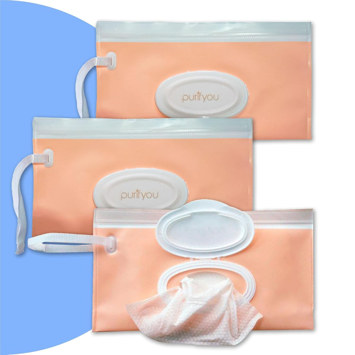 Portable Baby Wipe Case Travel Holder - Refillable Wipe Dispenser Pouches, Keeps Wipes Fresh & Moist, Lightweight, Durable, for Car, Diaper Bag, Stroller, Home & Travel (Set of 5, Pink)