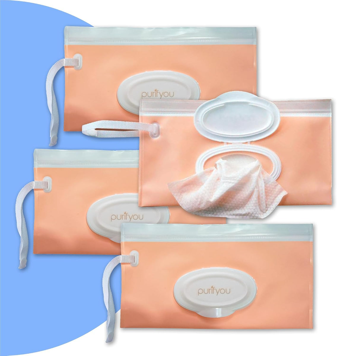 Portable Baby Wipe Case Travel Holder - Refillable Wipe Dispenser Pouches, Keeps Wipes Fresh & Moist, Lightweight, Durable, for Car, Diaper Bag, Stroller, Home & Travel (Set of 5, Pink)