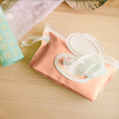 Portable Baby Wipe Case Travel Holder - Refillable Wipe Dispenser Pouches, Keeps Wipes Fresh & Moist, Lightweight, Durable, for Car, Diaper Bag, Stroller, Home & Travel (Set of 5, Pink)