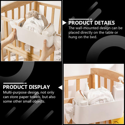 Wall Mounted Baby Bedside Diaper Storage Box PP White Organizer