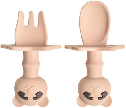 15-Piece Silicone Baby Feeding Set: Includes Suction Plates, Sippy Cup, Bowls, Utensils, Bib – Baby Led Weaning Essentials, BPA-Free, Dishwasher & Microwave Safe (Beige)