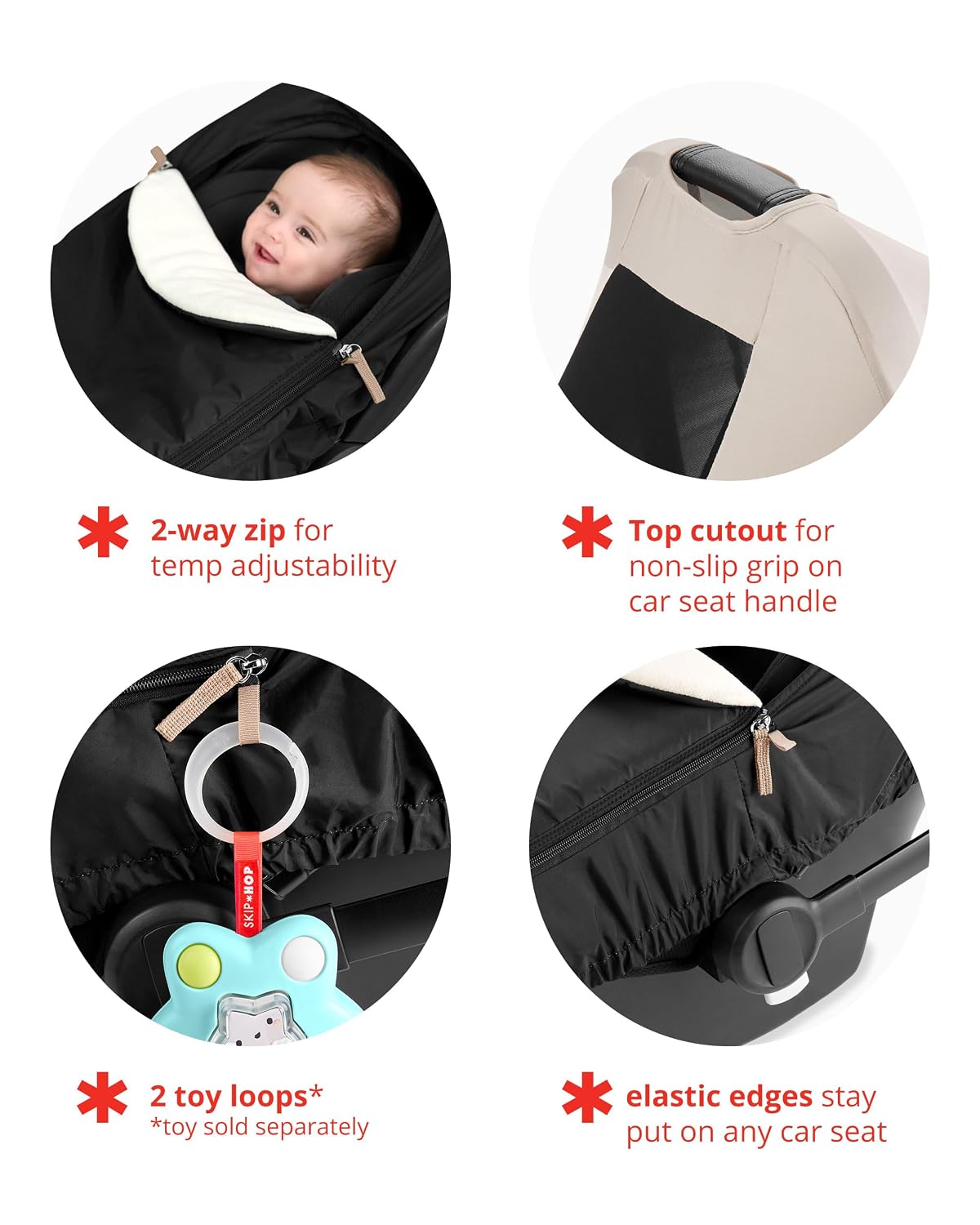 All Seasons Baby Car Seat Cover 4 in 1 Universal Fit with UPF40+ Sunshade and Water Resistant Fabric Oat