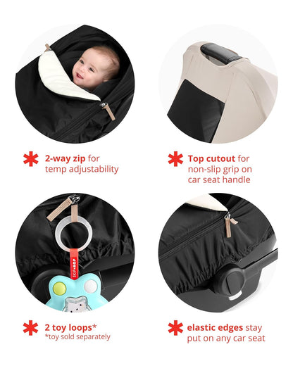 All Seasons Baby Car Seat Cover 4 in 1 Universal Fit with UPF40+ Sunshade and Water Resistant Fabric Oat