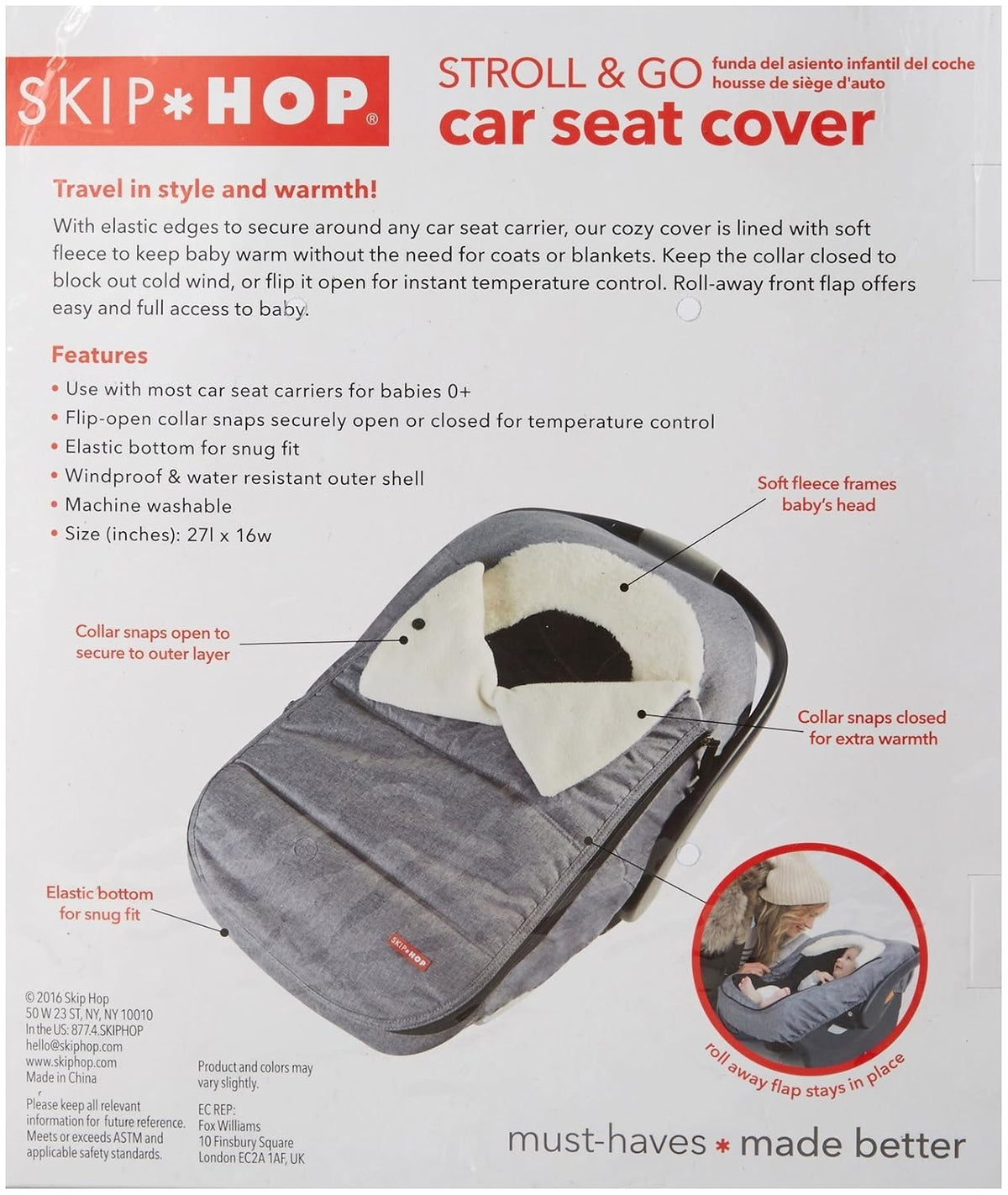 All Seasons Baby Car Seat Cover 4 in 1 Universal Fit with UPF40+ Sunshade and Water Resistant Fabric Oat