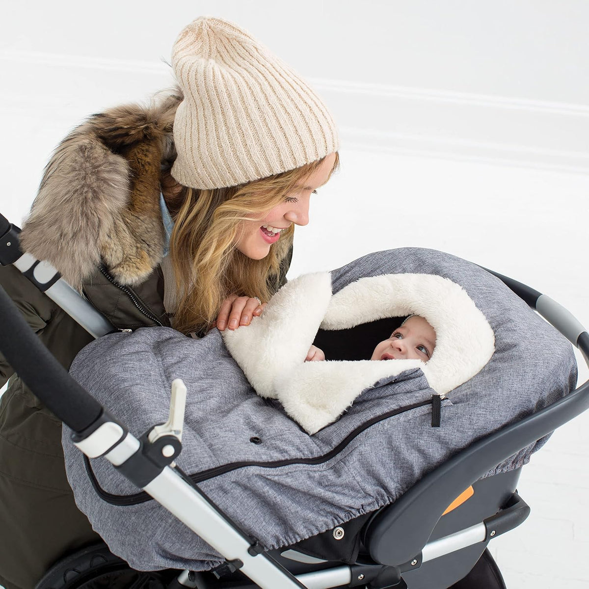 All Seasons Baby Car Seat Cover 4 in 1 Universal Fit with UPF40+ Sunshade and Water Resistant Fabric Oat