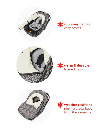 All Seasons Baby Car Seat Cover 4 in 1 Universal Fit with UPF40+ Sunshade and Water Resistant Fabric Oat