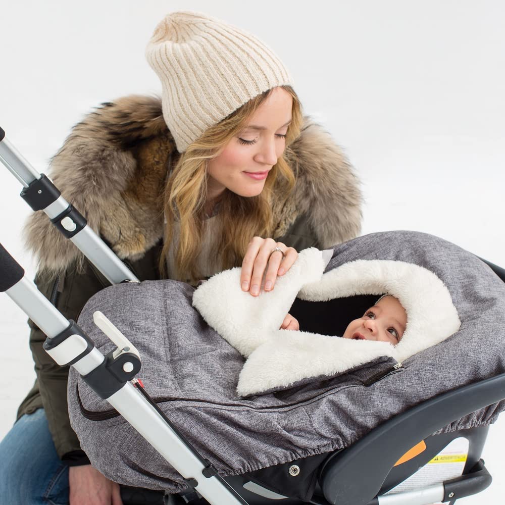 All Seasons Baby Car Seat Cover 4 in 1 Universal Fit with UPF40+ Sunshade and Water Resistant Fabric Oat
