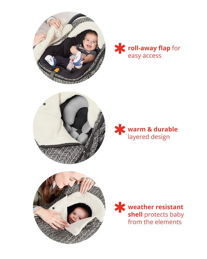 All Seasons Baby Car Seat Cover 4 in 1 Universal Fit with UPF40+ Sunshade and Water Resistant Fabric Oat