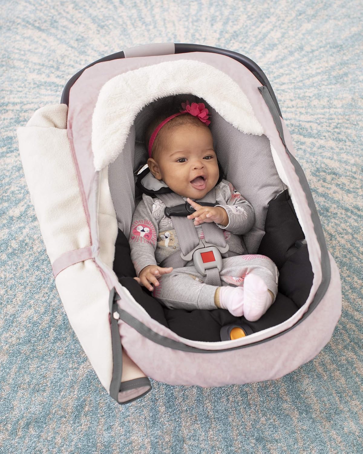 All Seasons Baby Car Seat Cover 4 in 1 Universal Fit with UPF40+ Sunshade and Water Resistant Fabric Oat