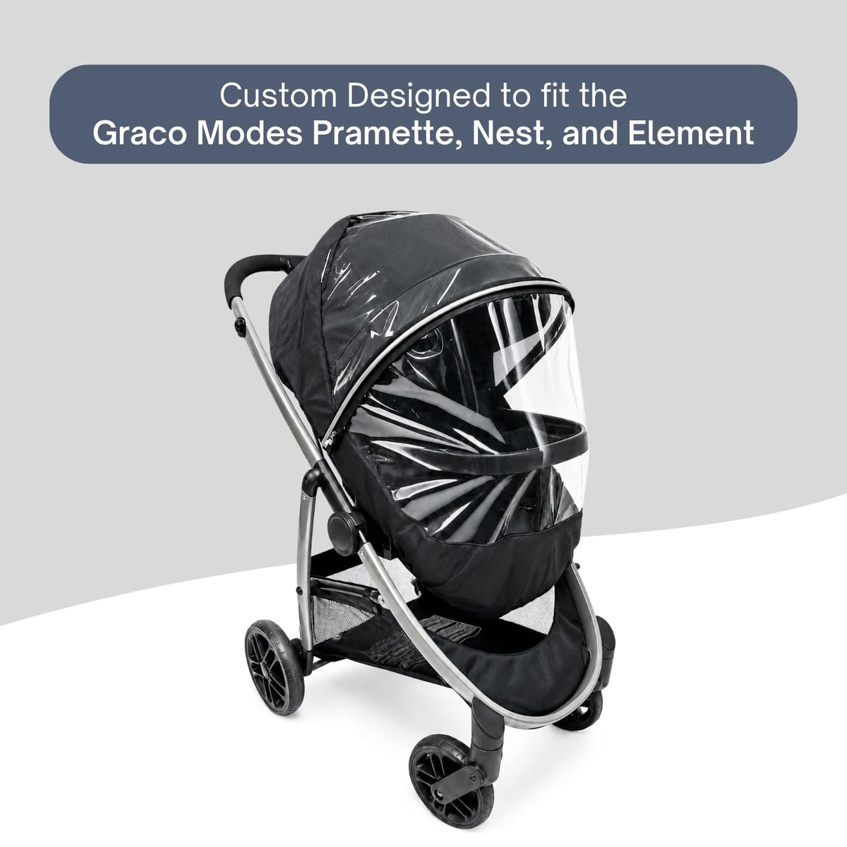 Rain Cover for Graco Modes Pramette, Modes Nest, and Modes Element - Zipper Access, Ventilation Holes, High Performance Weather Shield (Stroller Not Included)