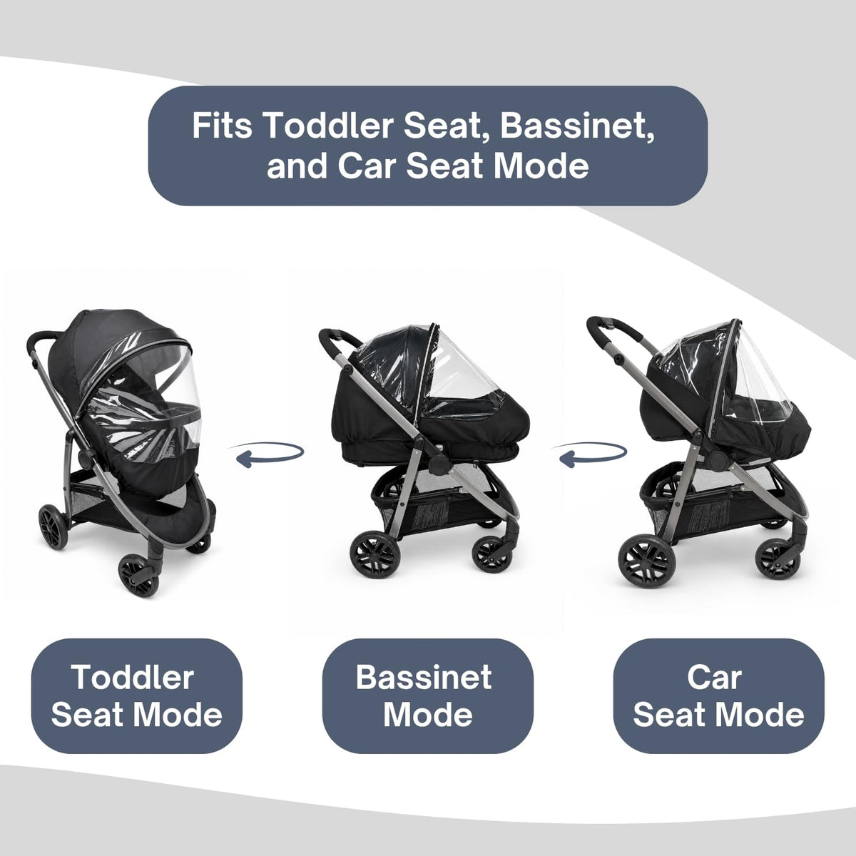 Rain Cover for Graco Modes Pramette, Modes Nest, and Modes Element - Zipper Access, Ventilation Holes, High Performance Weather Shield (Stroller Not Included)