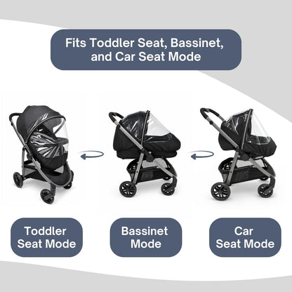 Rain Cover for Graco Modes Pramette, Modes Nest, and Modes Element - Zipper Access, Ventilation Holes, High Performance Weather Shield (Stroller Not Included)