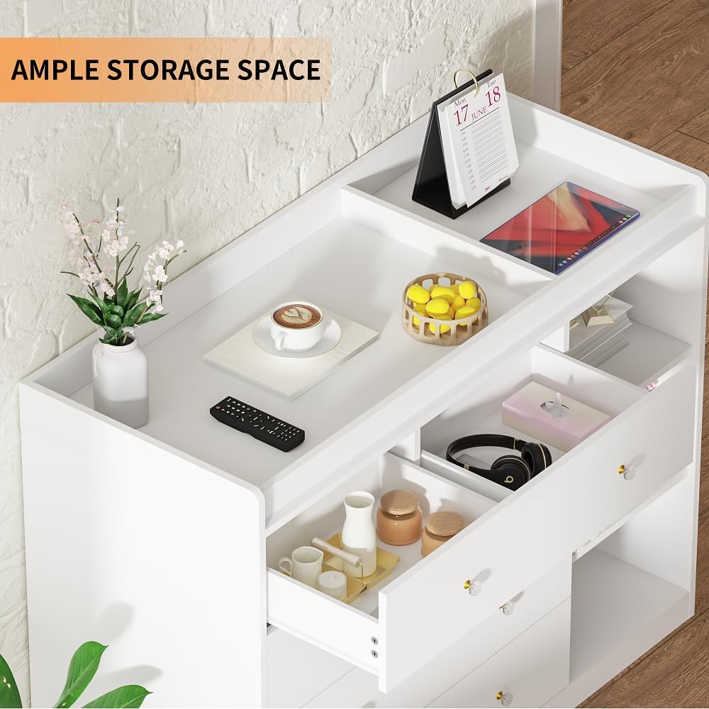 Diaper Changing Station Baby Nursery Dresser Changing Table with 5 Drawers