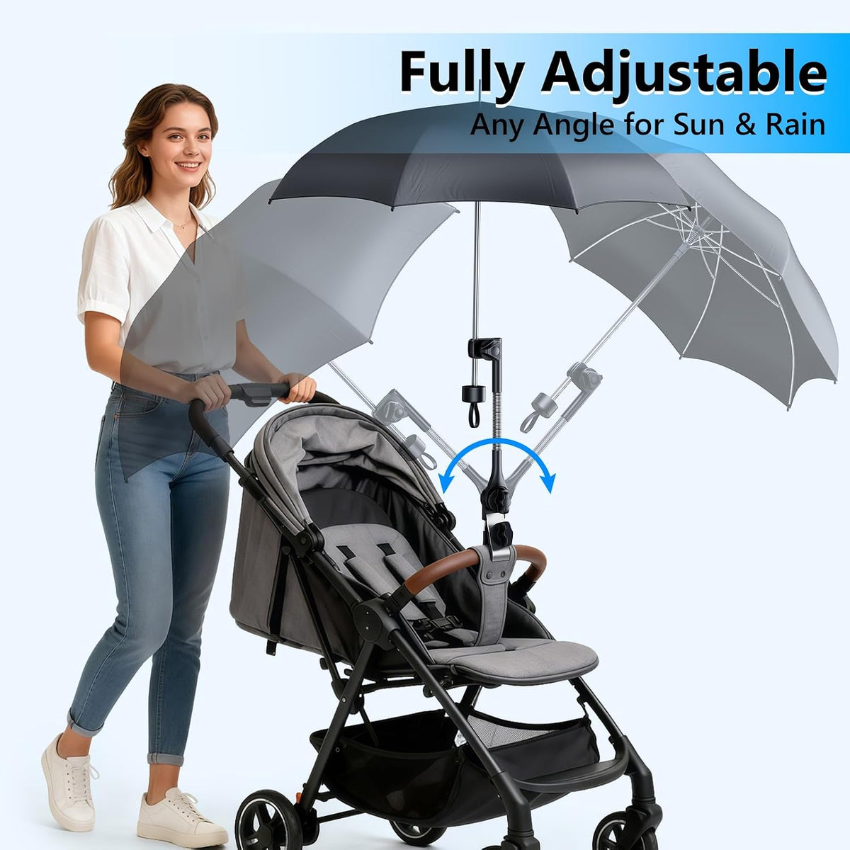 Stroller Umbrella Attachment, 300° Adjustable Chair Umbrella Holder