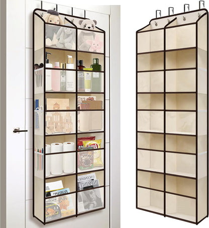 White Over Door Organizer with 10 Large Clear Pockets, Double-Row Hanging Door Storage for Closet, Bathroom, Nursery, Bedroom, Dorm, Toys, Toiletries, Baby Essentials
