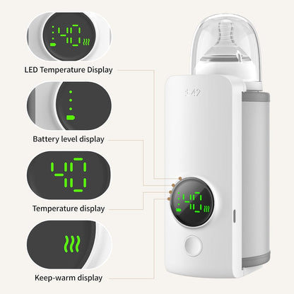 Portable Bottle Warmer, 6 Temperature Settings,6000 mAh Battery