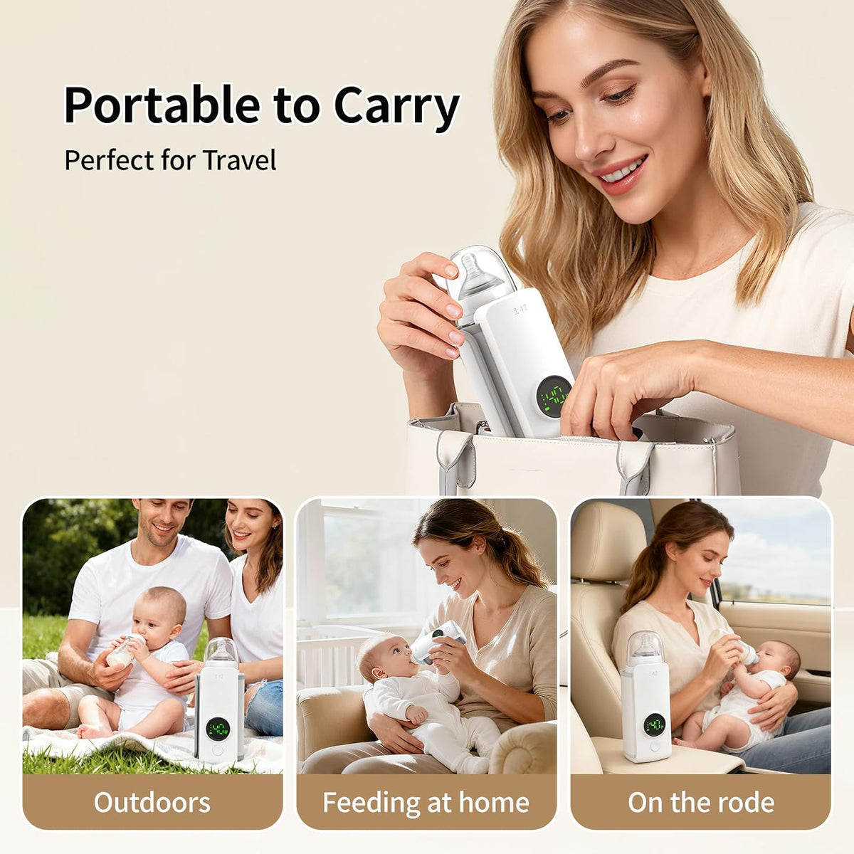 Portable Bottle Warmer, 6 Temperature Settings,6000 mAh Battery