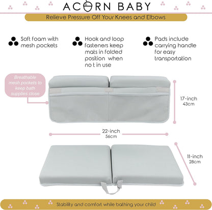 Bath Kneeler and Elbow Rest Pad - Over Tub Foam Bathtub Kneeling Pad with Storage Pockets and Suction Cups 814205