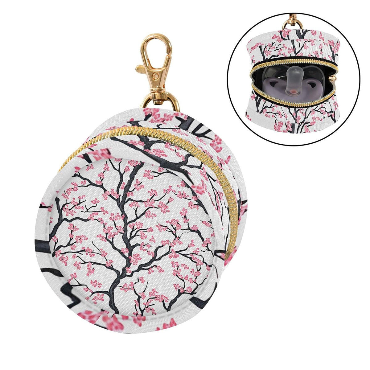 Beautiful Cherry Blossoms Baby Pacifier Holder Case, Dustproof Portable Storage Box for Diaper Bag Purse, Pacifier Storage Container for Boys & Girls