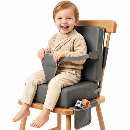 Toddler Booster Seat for Kitchen Chair, Dining Table, Grey