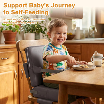 Toddler Booster Seat for Kitchen Chair, Dining Table, Grey