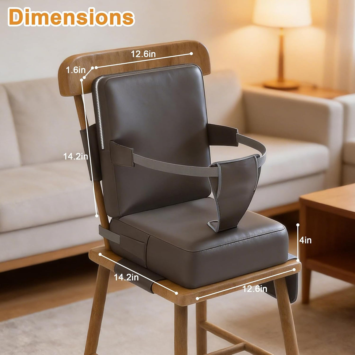 Toddler Booster Seat for Kitchen Chair, Dining Table, Grey