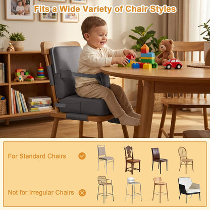 Toddler Booster Seat for Kitchen Chair, Dining Table, Grey