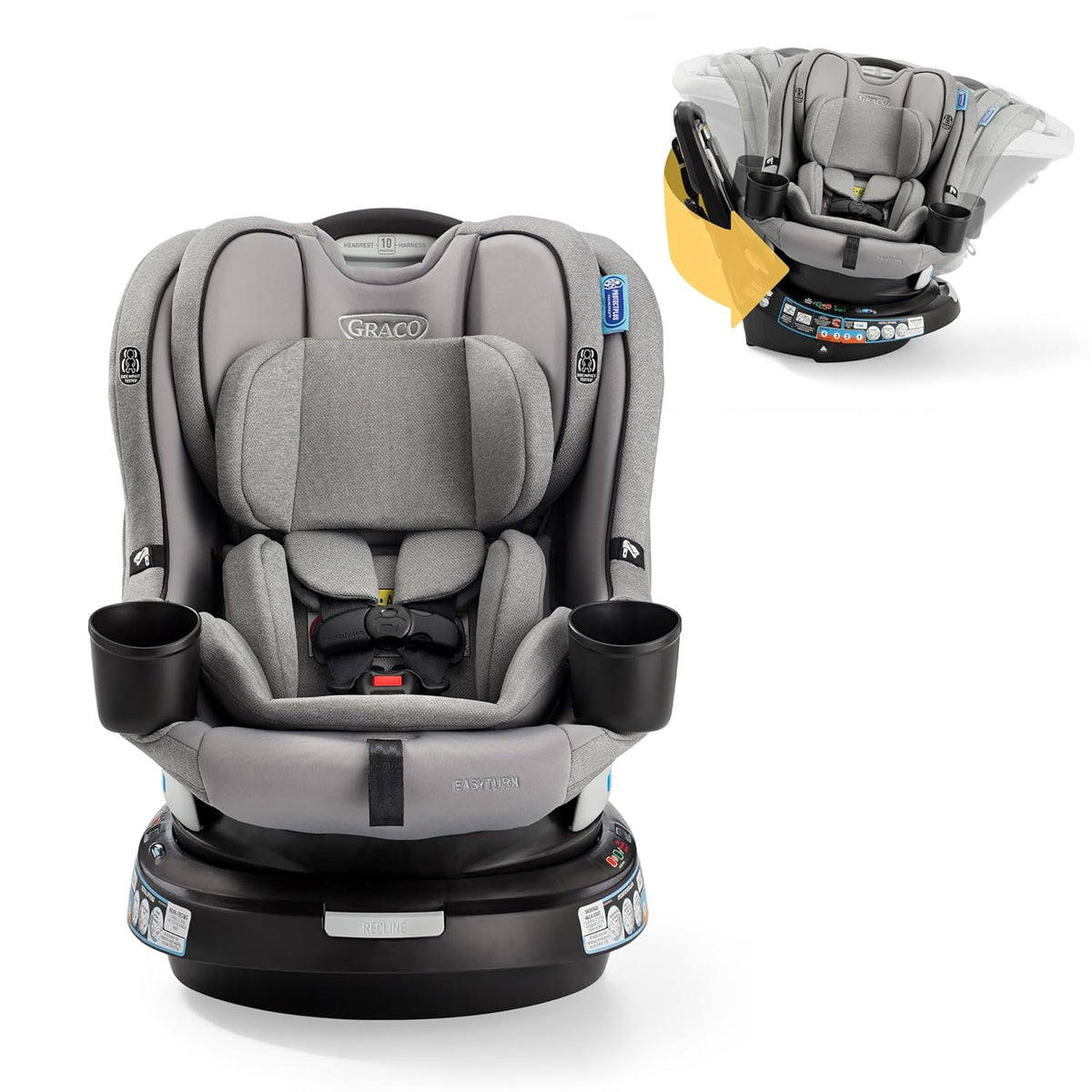 EasyTurn 360 2-in-1 Rotating Convertible Car Seat, 360 Degree Rotating Infant to Toddler Rotating Car Seat, 2 Modes Rear and Forward Facing, Slim Design, Solae
