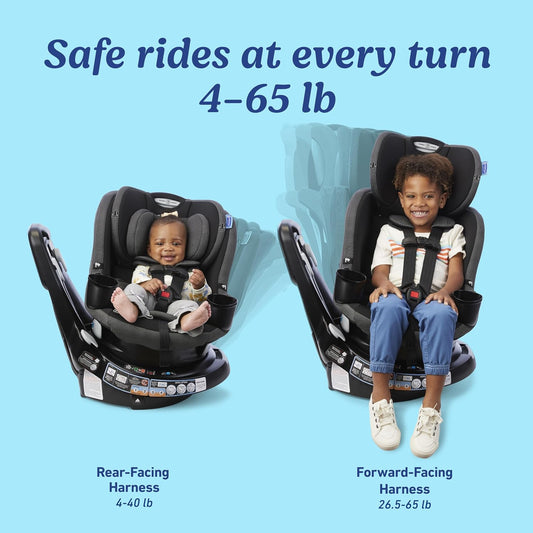 EasyTurn 360 2-in-1 Rotating Convertible Car Seat, 360 Degree Rotating Infant to Toddler Rotating Car Seat, 2 Modes Rear and Forward Facing, Slim Design, Solae