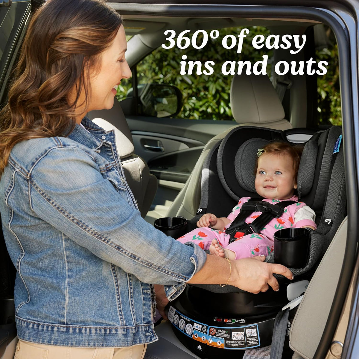EasyTurn 360 2-in-1 Rotating Convertible Car Seat, 360 Degree Rotating Infant to Toddler Rotating Car Seat, 2 Modes Rear and Forward Facing, Slim Design, Solae
