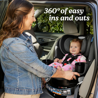 EasyTurn 360 2-in-1 Rotating Convertible Car Seat, 360 Degree Rotating Infant to Toddler Rotating Car Seat, 2 Modes Rear and Forward Facing, Slim Design, Solae