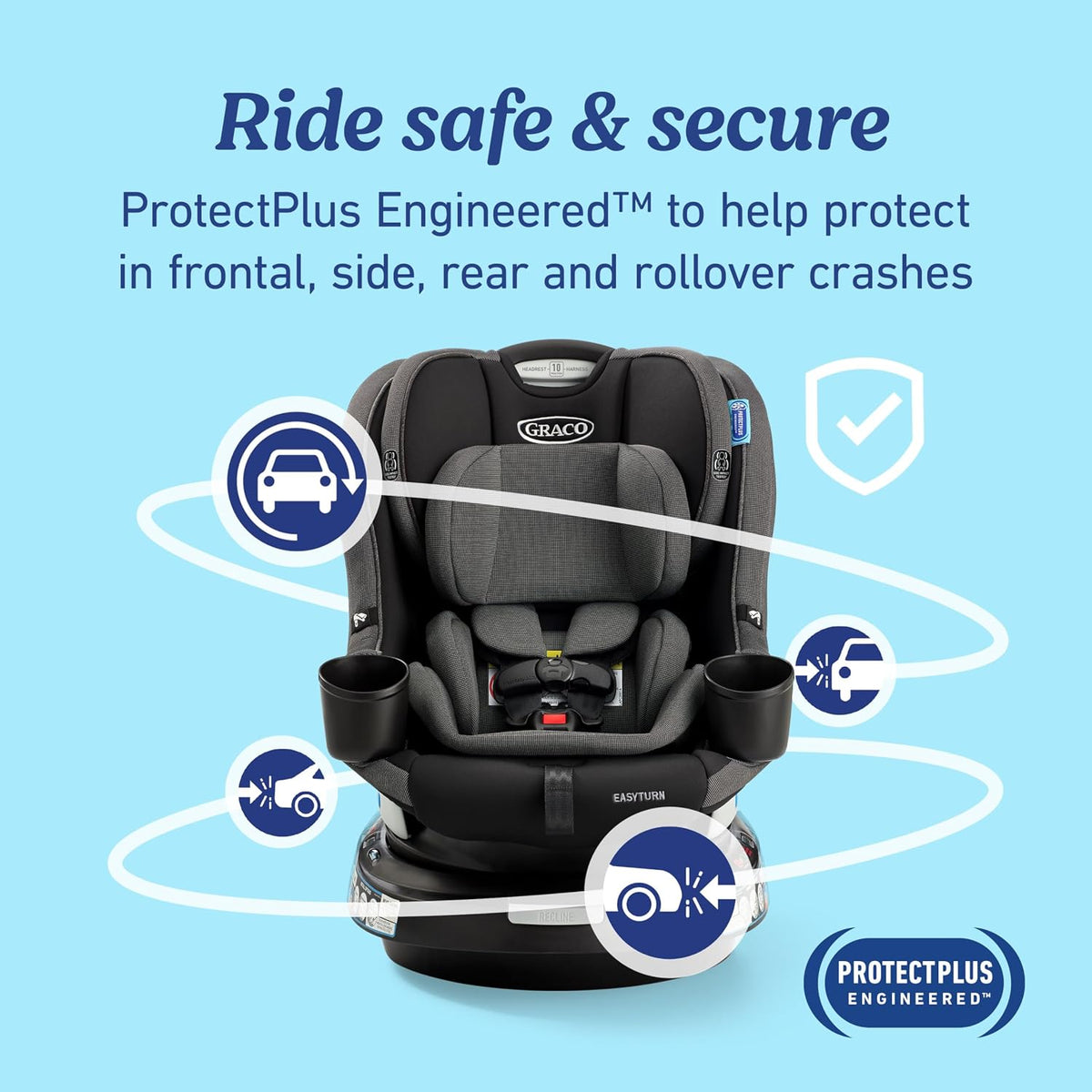 EasyTurn 360 2-in-1 Rotating Convertible Car Seat, 360 Degree Rotating Infant to Toddler Rotating Car Seat, 2 Modes Rear and Forward Facing, Slim Design, Solae