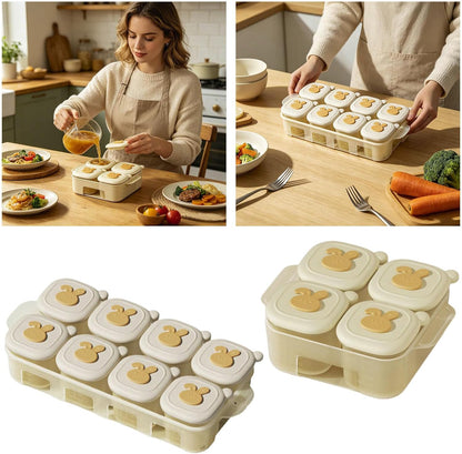 Food Freezer Tray,8 Pieces 40ml Storage Containers with Measurement Marks,Leakproof Silicone Freezer for Boys Girls Puree Breastmilk Dessert Snack Home Kitchen Camping (A)