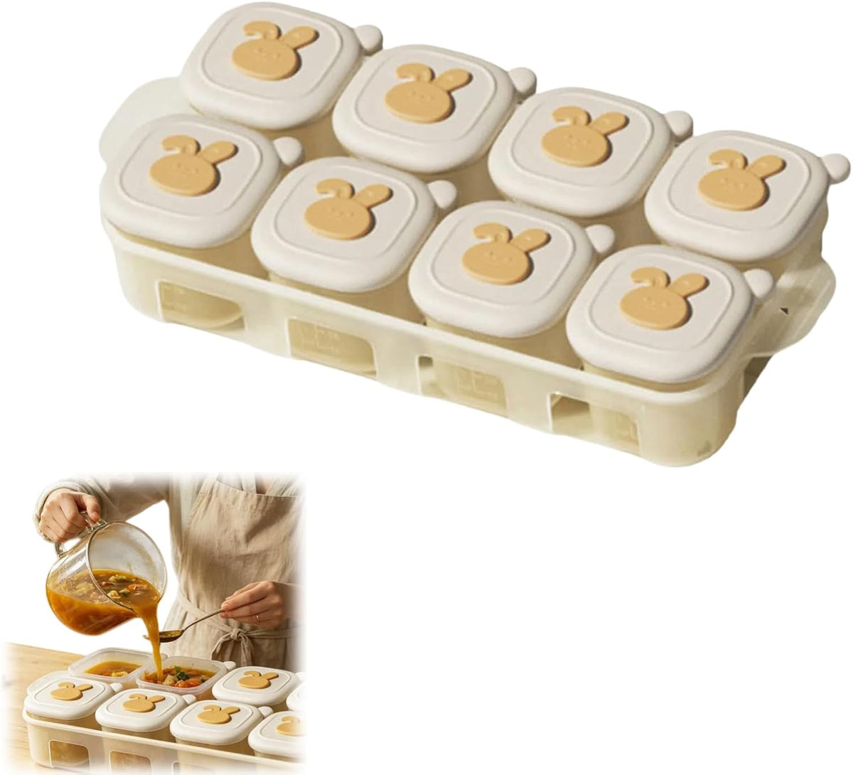 Food Freezer Tray,8 Pieces 40ml Storage Containers with Measurement Marks,Leakproof Silicone Freezer for Boys Girls Puree Breastmilk Dessert Snack Home Kitchen Camping (A)