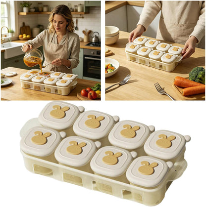 Food Freezer Tray,8 Pieces 40ml Storage Containers with Measurement Marks,Leakproof Silicone Freezer for Boys Girls Puree Breastmilk Dessert Snack Home Kitchen Camping (A)