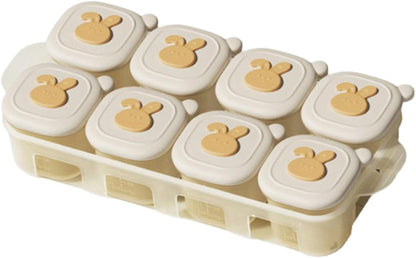 Food Freezer Tray,8 Pieces 40ml Storage Containers with Measurement Marks,Leakproof Silicone Freezer for Boys Girls Puree Breastmilk Dessert Snack Home Kitchen Camping (A)