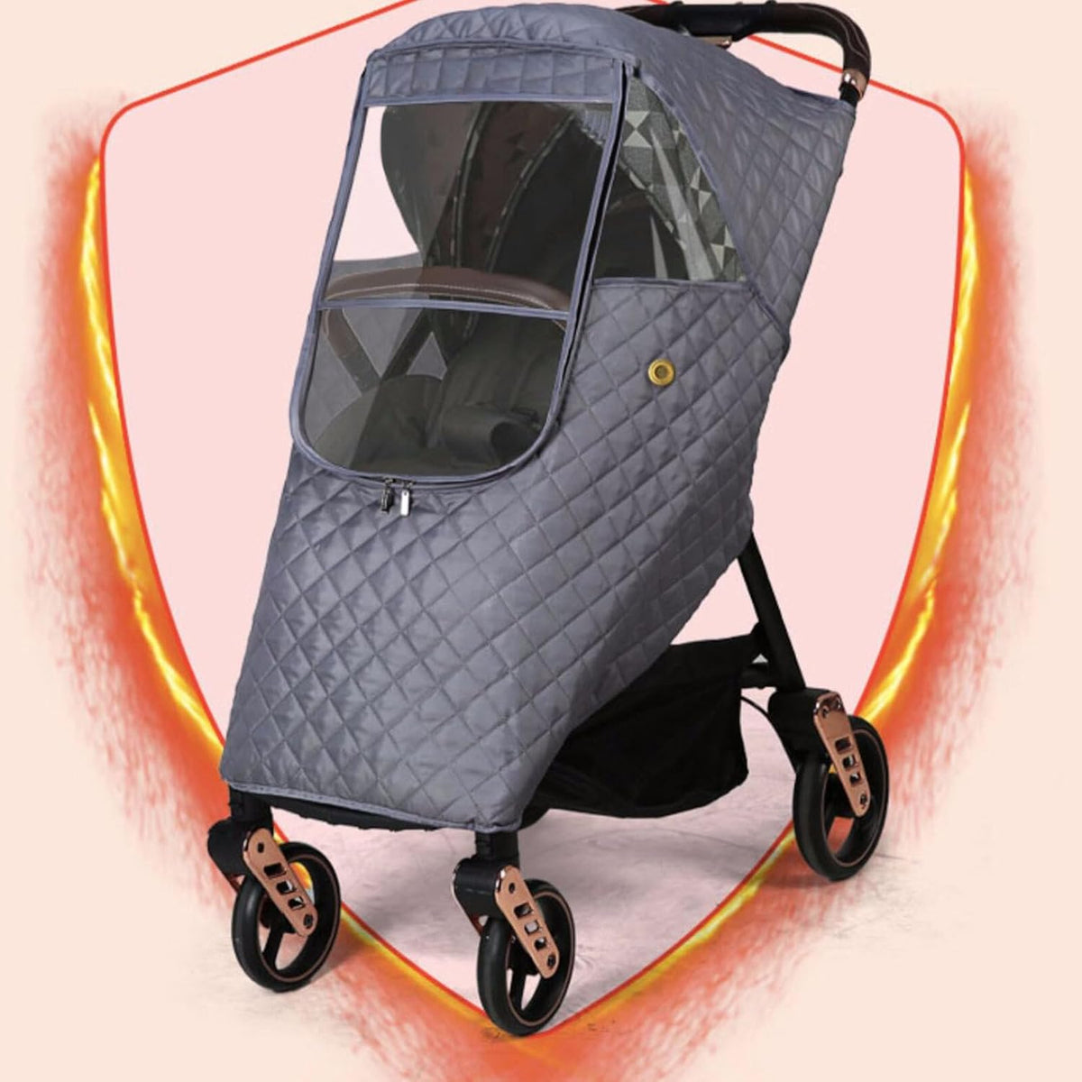 Owlike Universal Winter Baby Stroller Rain Cover Windproof Quilted Travel Weather Cover for Baby Stroller Pushchair