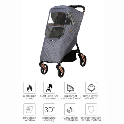 Owlike Universal Winter Baby Stroller Rain Cover Windproof Quilted Travel Weather Cover for Baby Stroller Pushchair