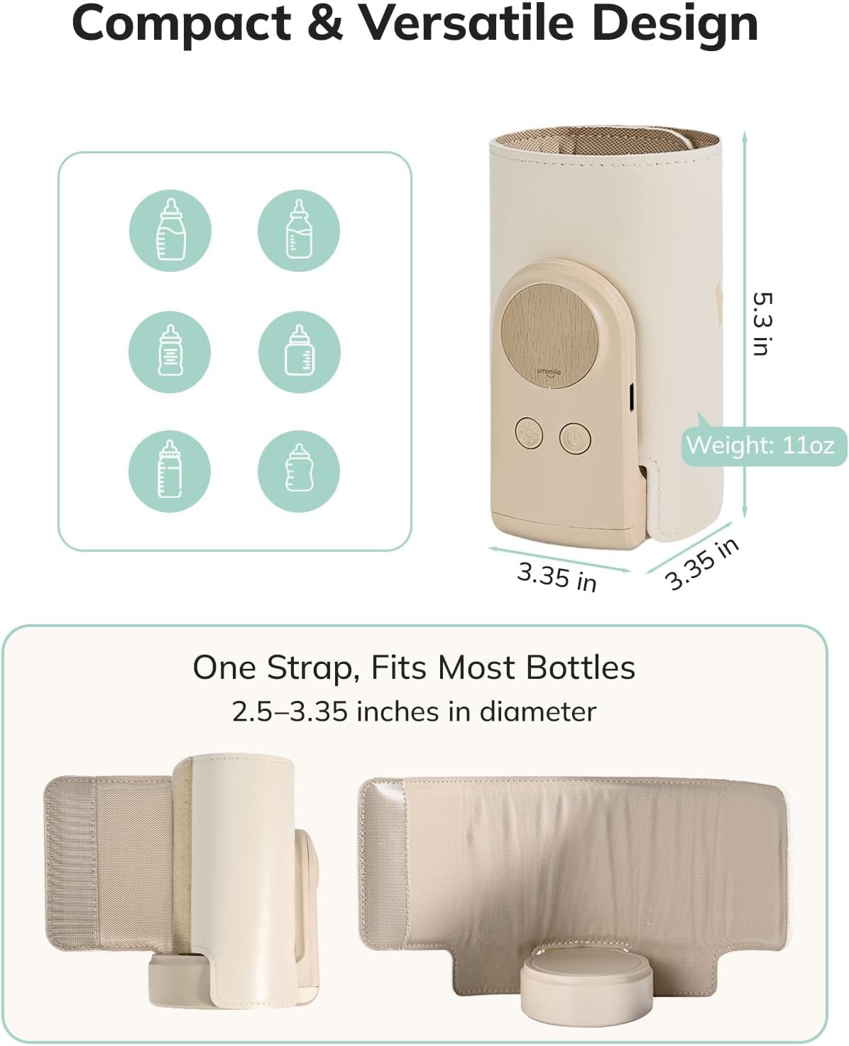 Umimile Portable Bottle Warmer for Travel, Heats Bottles Directly
